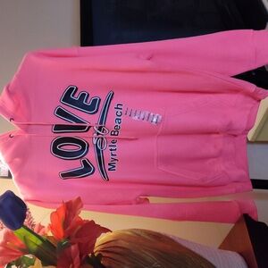 Exist Miami Hoodie Love Myrtle Beach, Size Medium, Color Fluorescent Pink